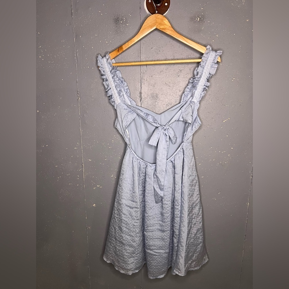 Lulus Effortlessly Darling Light Blue Tie-Back Ruffled Mini Dress (Small) - Picture 7 of 8
